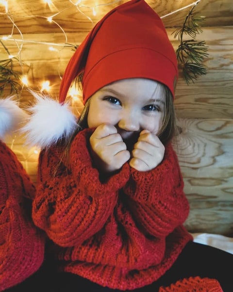 PoNo - christmas beanie red with fake fur pom pom